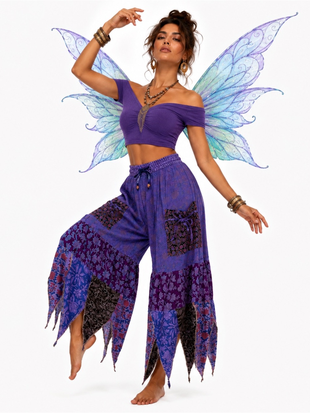 Hippie Forever Handmade Patchwork Handkerchief Pants Women SZ OS Whimsical Fairy
